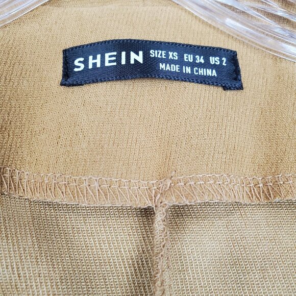 Faux Suede Camel Cardigan Wrap Jacket Western Boho Open Front Embroider Trim XS - Picture 6 of 10